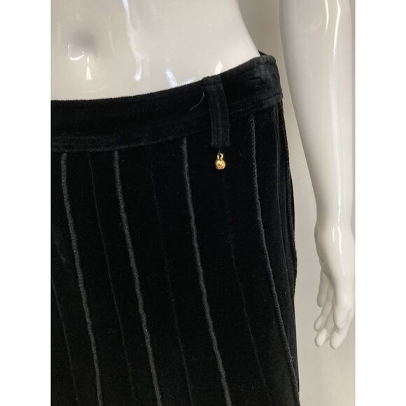 SONIA RYKIEL Black Velour Pleated A-Line Midi Skirt Size M - Picture 3 of 5